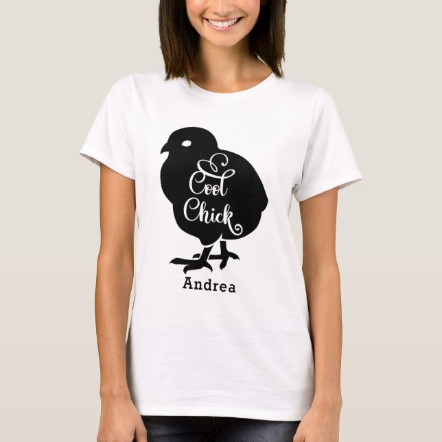Cool Chick Personalize Name Girly Baby Chicken T-Shirt (Vorderseite)