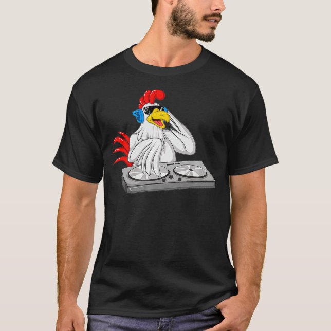 Cool Chicken DJ Funny Party Animal Music Mixer T-Shirt (Vorderseite)