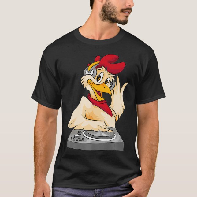 Cool Chicken DJ Funny Party Animal Music Mixer T-Shirt (Vorderseite)