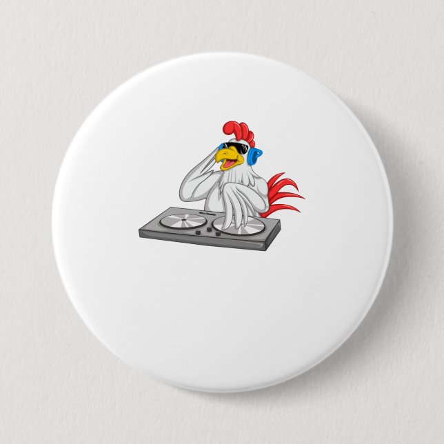 Cool Chicken DJ Funny Party Parco Tassino Button (Vorderseite)