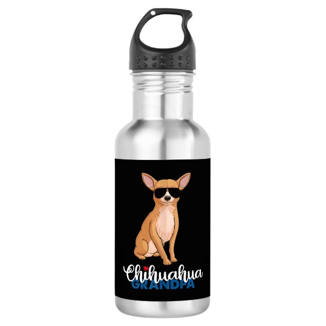 Cool Chihuahua Grandpa Dog Lover Edelstahlflasche (Vorderseite)