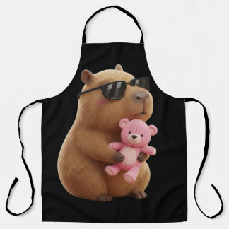 Cool Chill Capybara BBQ Apron with Teddy Bear Schürze