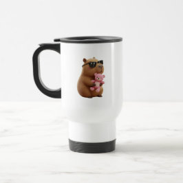 Cool Chill Capybara Hugging Teddy Bear Travel Mug Reisebecher
