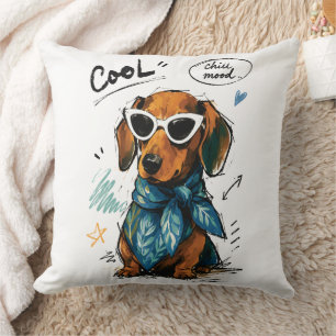 Cool Chill Stimmung Dachshund mit Sonnenbrille Kissen