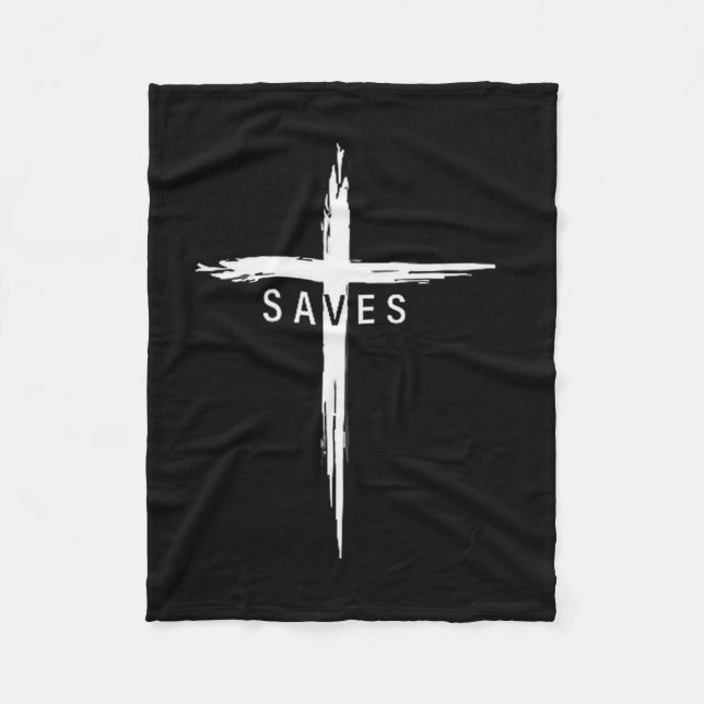 Cool Christian Cross Jesus Saves Men Women Graphic Fleecedecke (Vorderseite)