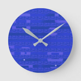 Cool Circuit Blue Geometric Runde Wanduhr