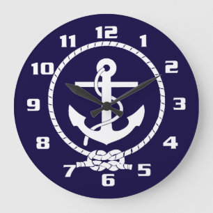 Cool Classic and Elegant Nautical Anchor Große Wanduhr
