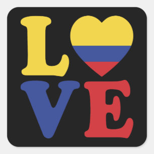 Cool Colombia Flag Love Quadratischer Aufkleber