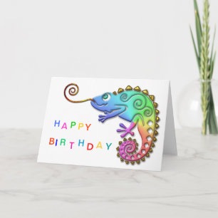 Cool Colorful Chameleon Birthday Karte