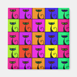 Cool Colorful Kitty Cat Pop Art Magnet