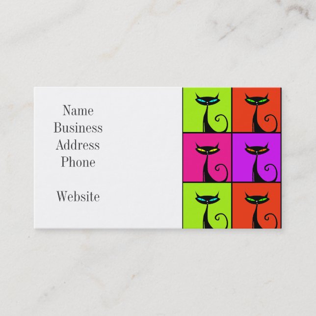 Cool Colorful Kitty Cat Pop Art Visitenkarte (Vorderseite)