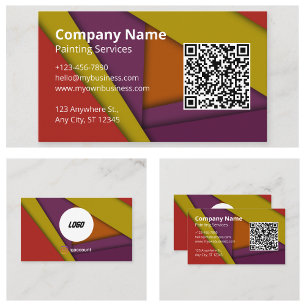 Cool Colorful Painter QR-Logo Visitenkarte