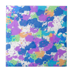 Cool Colors Abstract Splatter Paint Fliese