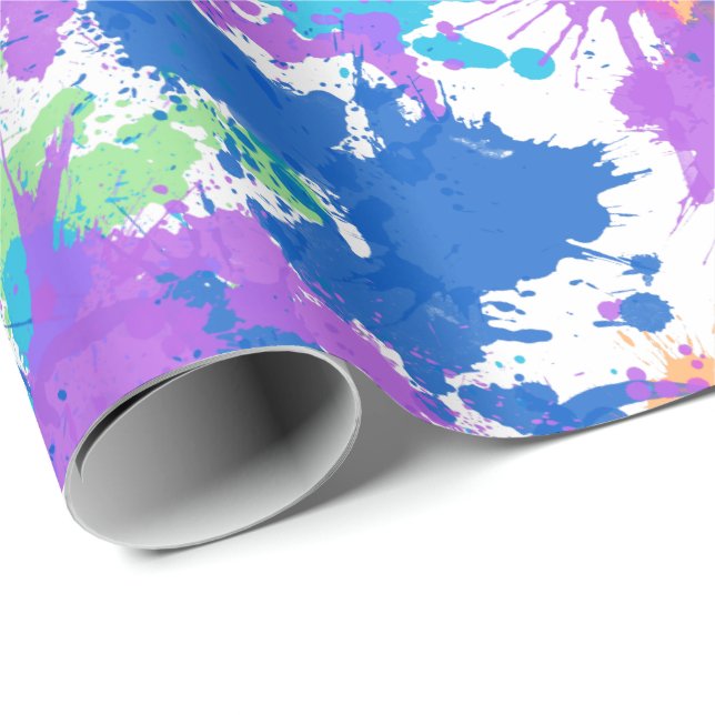 Cool Colors Abstract Splatter Paint Geschenkpapier (Rolleneckpunkt)