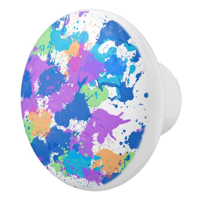 Cool Colors Abstract Splatter Paint Keramikknauf (Rechts)