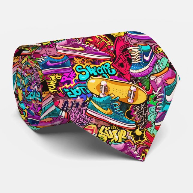Cool comic graffiti tiled pattern  krawatte (Gerollt)