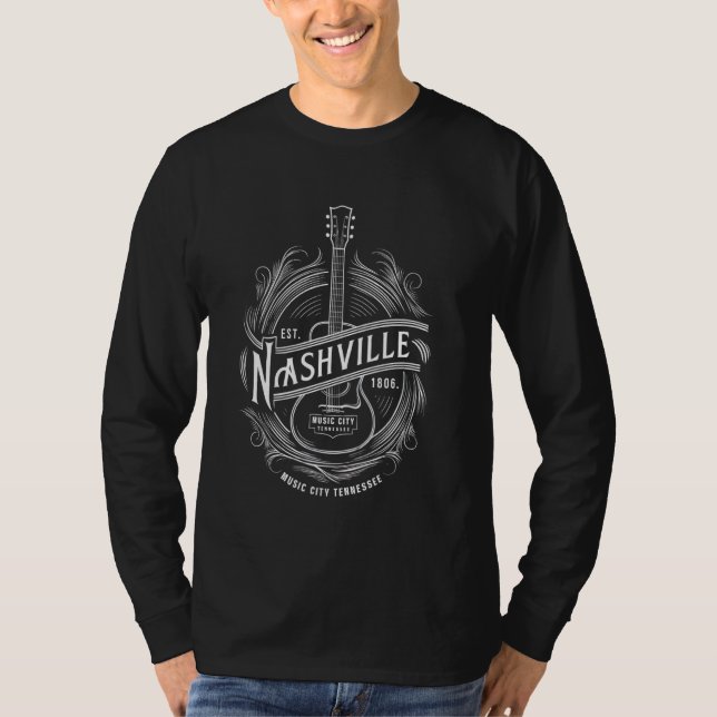 Cool Concert Rock Star Gitarre Nashville T-Shirt (Vorderseite)