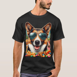 Cool Corgi Dog with Aviator Sunglasses and Snacks T-Shirt
