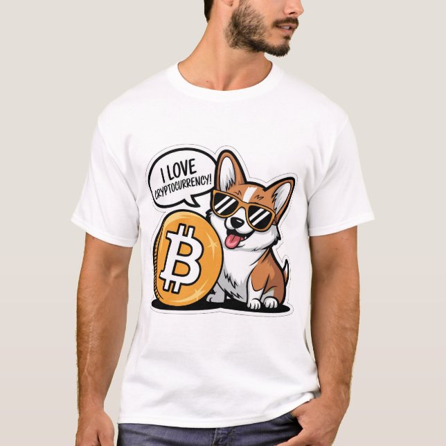 Cool Corgi Loves Cryptocurrency T-Shirt (Vorderseite)