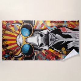 Cool Cow with Sunglasses Pop Art Graffiti Style Strandtuch