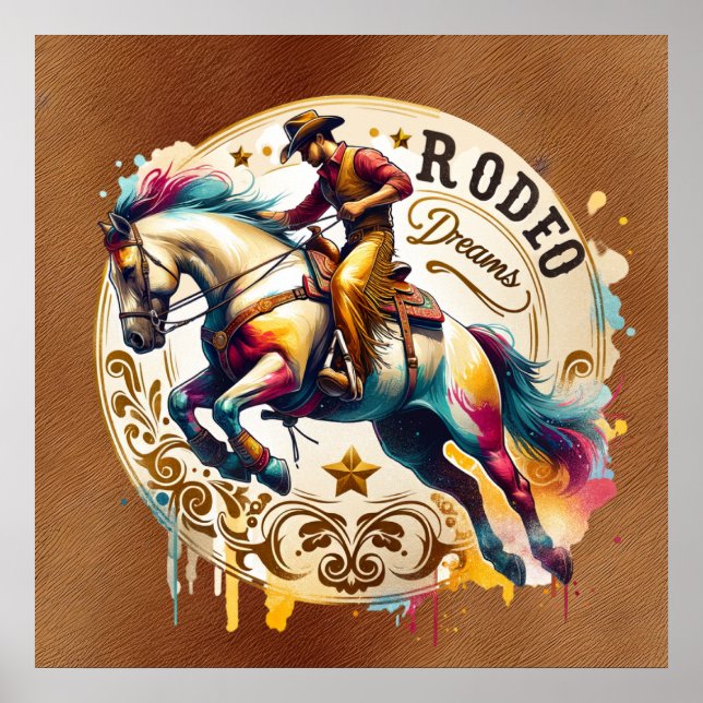 Cool Cowboy Rodeo Träume Poster (Vorne)
