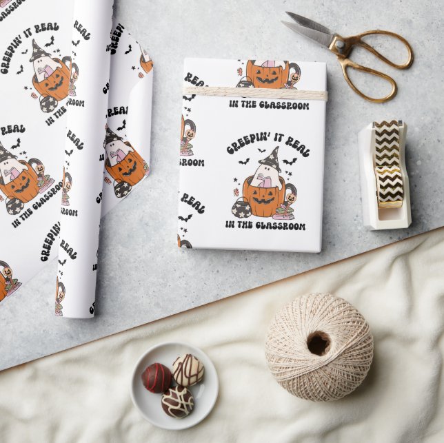 Cool Creepin’ It Real in the Classroom Teacher Geschenkpapier (Kunsthandwerk)