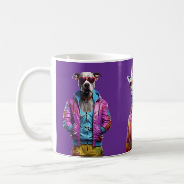 Cool Crew – Farbige Tiertruppe Lila Tasse (Links)