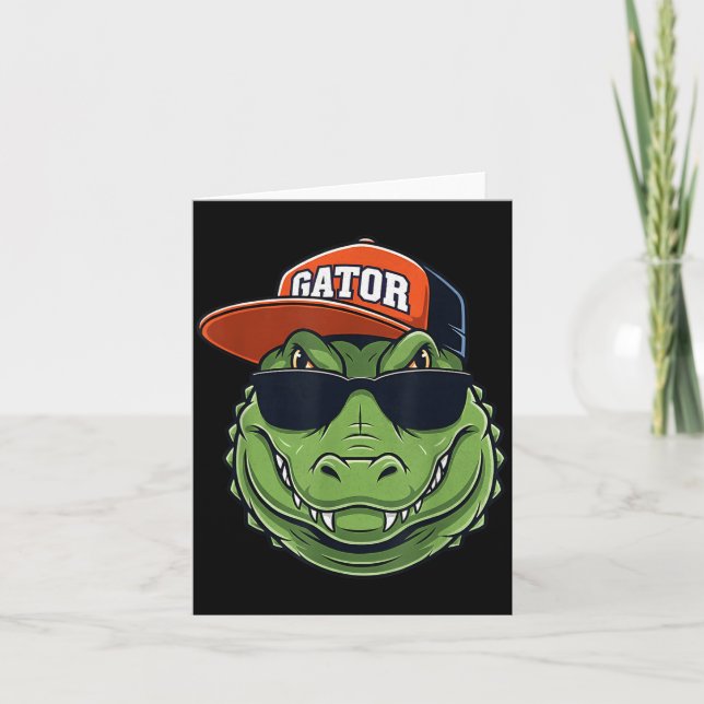 Cool Crocodile Animal Gator Graphic With Cap And S Karte (Vorderseite)