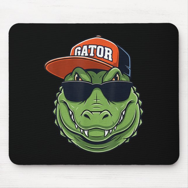 Cool Crocodile Animal Gator Graphic With Cap And S Mousepad (Vorne)