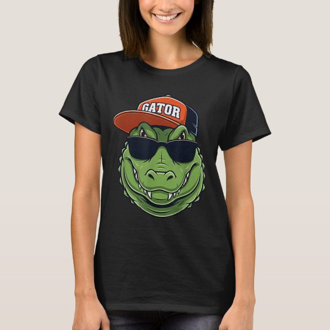Cool Crocodile Animal Gator Graphic With Cap And S T-Shirt (Vorderseite)