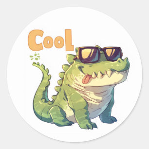Cool Crocodile Anime Runder Aufkleber