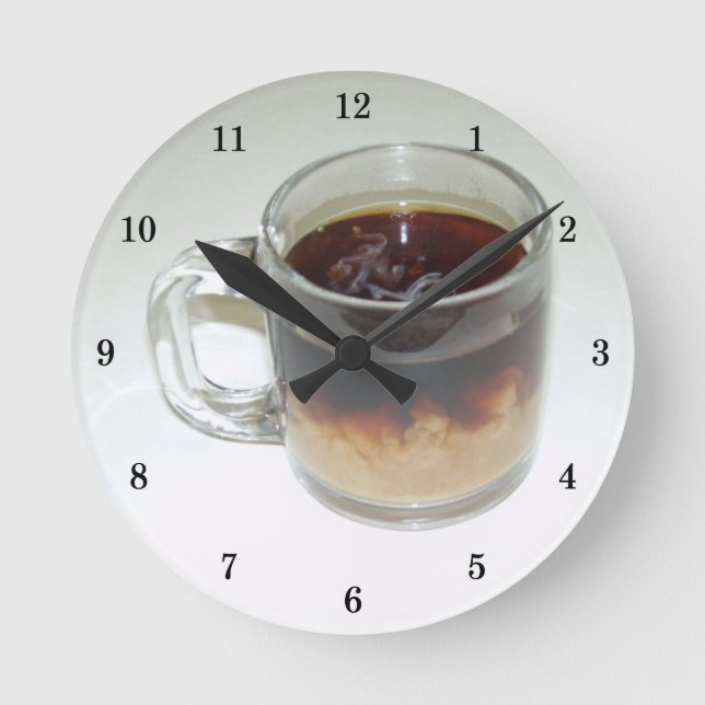 Cool Cup of Coffee Wall Clock Runde Wanduhr (Vorderseite)