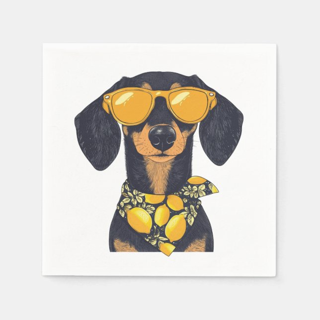Cool Dachshund Dog Sunglasses Lemons Serviette (Vorderseite)