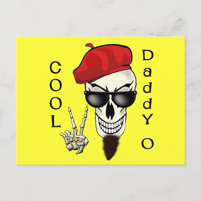 Cool Daddy - O Beatnik Skull Postkarte (Vorderseite)