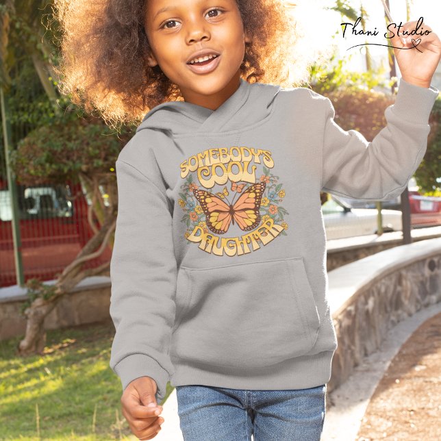Cool Daughter Butterfly Wilde Blume Vintag Retro Hoodie (Von Creator hochgeladen)