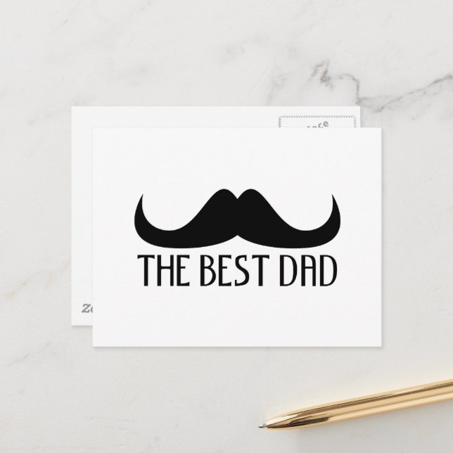 Cool Der beste Vater Black Mustache Vatertag Postkarte (Vorderseite/Rückseite Beispiel)