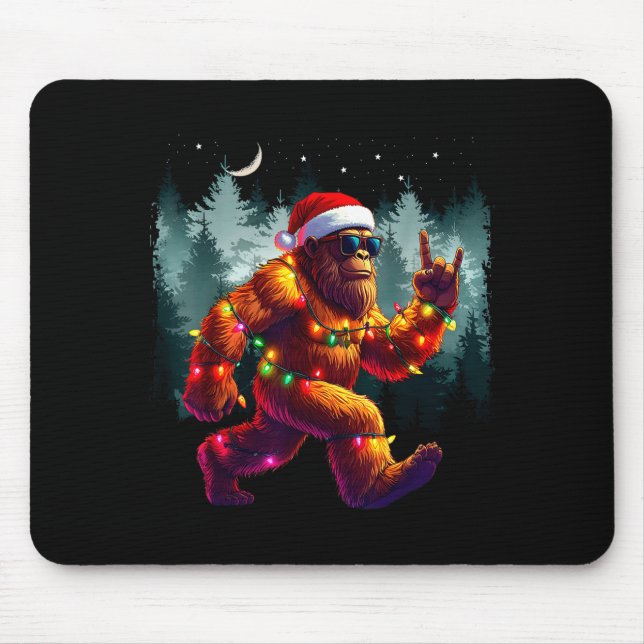 Cool Devil Horns Sasquatch Holiday Lights Christma Mousepad (Vorne)