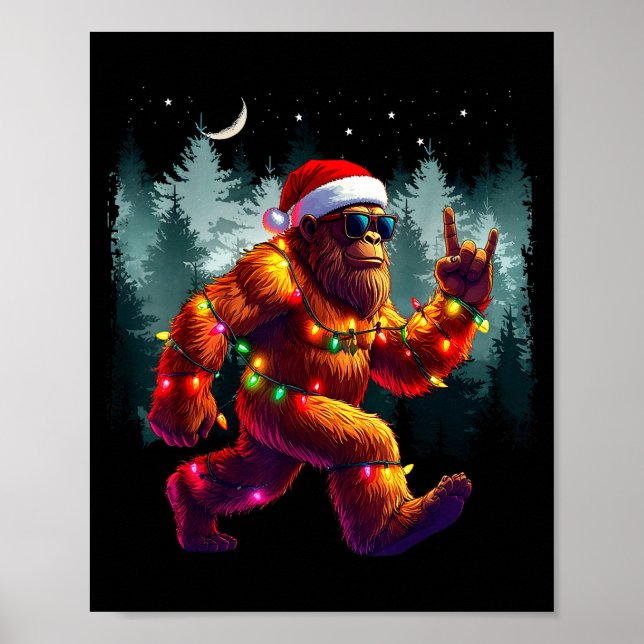 Cool Devil Horns Sasquatch Holiday Lights Christma Poster (Vorne)
