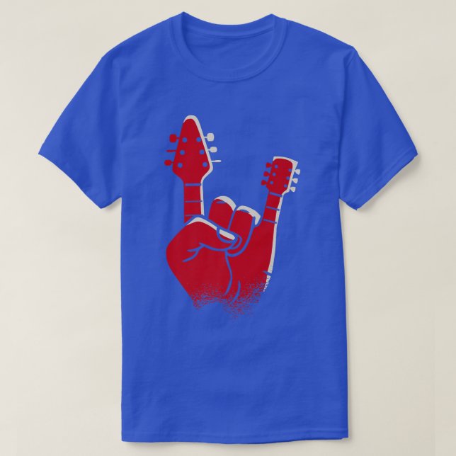 Cool Devil HornsDevil HandHeavy Rock'n'Roll Guitar T-Shirt (Design vorne)