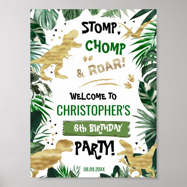 Cool Dinosaur birthday welcome T-Rex Welcome Poster (Vorne)