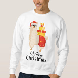 Cool Disco Santa Llama Funny Minimalist Christmas Sweatshirt