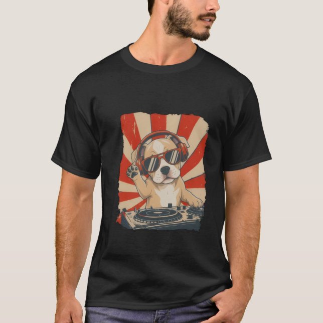 Cool DJ Dog T-shirt, Funny Dog With Headphones  T-Shirt (Vorderseite)