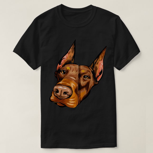Cool Doberman Dog Face Zip T-Shirt (Design vorne)