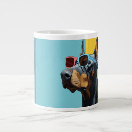 Cool Doberman with sunglasses Jumbo-Tasse