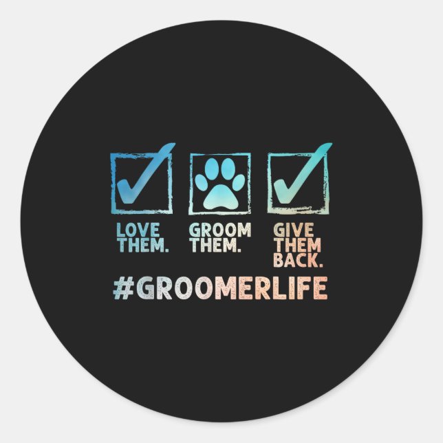 Cool Dog Groomer Art For Men Women Dog Grooming Pe Runder Aufkleber (Vorderseite)