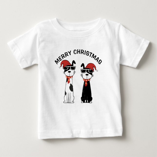 Cool Dog Merry Christmas Baby T-shirt (Vorderseite)