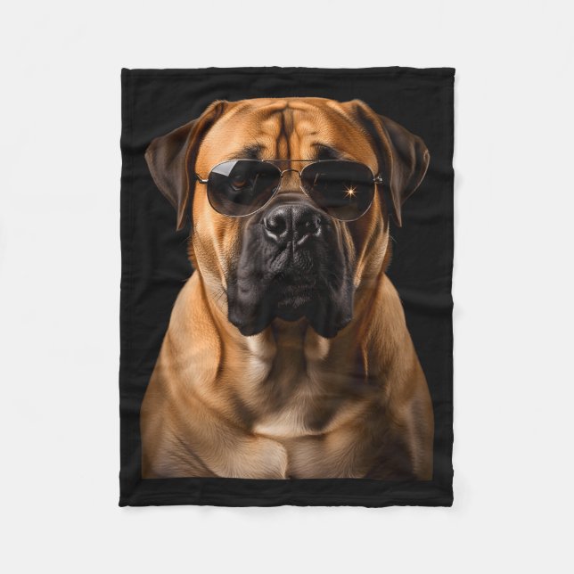 Cool Dog Sungles Bullmastiff Funny Look  Fleecedecke (Vorderseite)