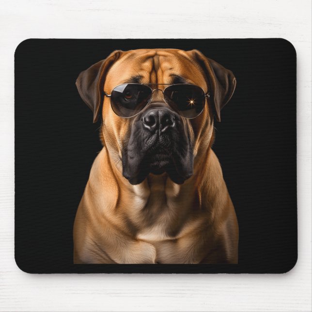 Cool Dog Sungles Bullmastiff Funny Look  Mousepad (Vorne)