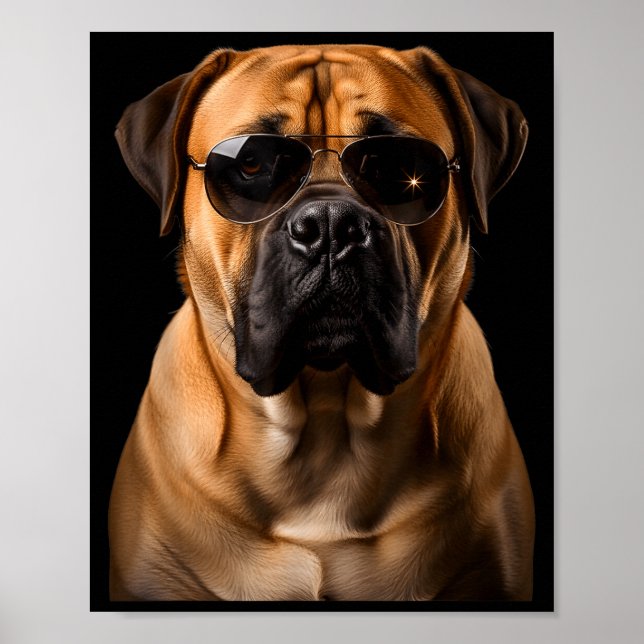 Cool Dog Sungles Bullmastiff Funny Look  Poster (Vorne)