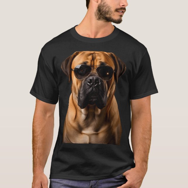 Cool Dog Sungles Bullmastiff Funny Look  T-Shirt (Vorderseite)
